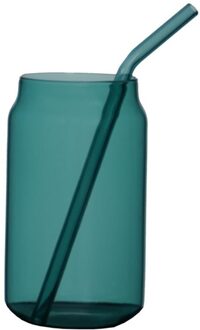 Creatieve Glas Mok Met Stro, Eenvoudige Transparante Gezonde Kan Vormige Glazen Mok, hittebestendig Cafe Drank Sap Melk Cup 02