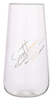 Creatieve Glas Mok Vergulde Brief Cup Ochtend Melk Thee Koffie Water Cup Kristal Transparante Tall Mokken Drinkware Paar tall sweet time