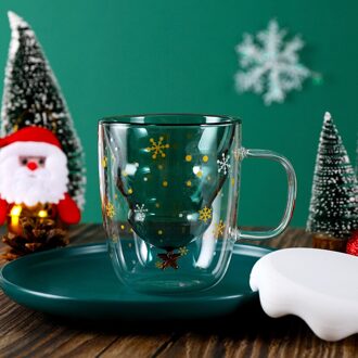 Creatieve Glazen Beker Hittebestendig Borosilicate Double Wall Koffie Melk Thee Cup Christams Boom Wens Cup Kantoor Mok Cup x-mas Cup