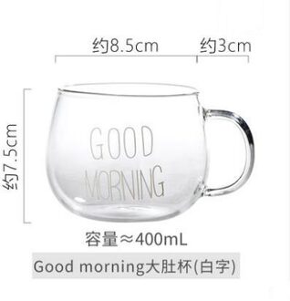 Creatieve Hittebestendig Glas Met Melk Cup Ontbijt Cup Goede Ochtend Granen Cup Magnetron wit letters.