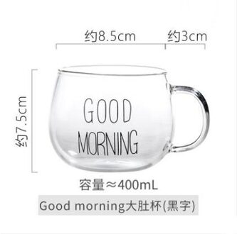 Creatieve Hittebestendig Glas Met Melk Cup Ontbijt Cup Goede Ochtend Granen Cup Magnetron zwart letters.