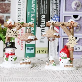 Creatieve Home Decoratie Kerst Sneeuwpop Nachtlampje Hars Kerstversiering Desktop Decoratieve Licht