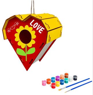 Creatieve Houten Home Decoratie Diy Handgeschilderde Ambachten Graffiti Vogel Huis Set 30Ml Vogel Huis Diy Huis Tuin Huisdier leverancier