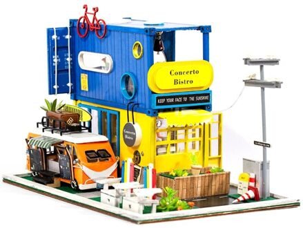 Creatieve Houten Huis Muziekdoos Desktop Ornamenten Building Model Knipperende Decor zonder hoes