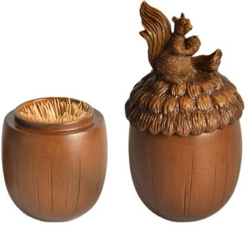 Creatieve Huishoudelijke High-End Tandenstoker Emmer Woonkamer Leuke En Draagbare Handgemaakte Imitatie Massief Houten Tandenstoker Houder Doos