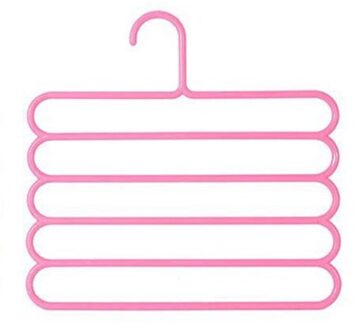 Creatieve Huishoudelijke Multi-layer Collection Broek Hanger Kleding Tie Sjaals Handdoek Multi-purpose Praktische 5 Lagen Broek Hanger Roze