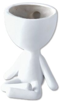 Creatieve Humanoïde Keramische Bloempot Stand Zitten Positie Planter Bloempot Plant