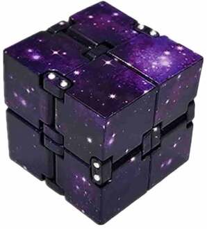 Creatieve Kantoor Infinity Cube Magic Cube Met Deksel Cubic Puzzel Kubus Decompressie Autisme Speelgoed Voor Stress En Angst Relief paars sterrenhemel lucht