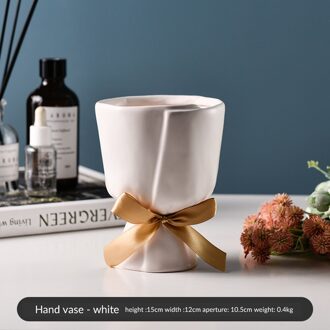 Creatieve Keramische Bloempot Bloemstuk Container Boeket Vorm Woonkamer Bloem Dloral Decoratie Woondecoratie wit