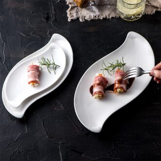 Creatieve Keramische Diner Plaat Europese Stijl Onregelmatige Dessertbord Taart Schotel Salade Wit Porselein Keuken Servies M 25x12x2cm