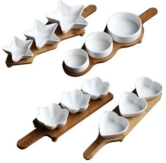 Creatieve Keramische Grote Middelgrote En Kleine Gedroogd Fruit Doos Ster Paragraaf Fruitschaal Hartvormige Ronde Met Bamboe Mat candy Box hart-vormig