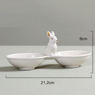 Creatieve Keramische konijnen taart plaat Desktop Lade Schotel Porselein Snack Plaat thuis decoraties voor Servies liefhebbers