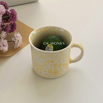 Creatieve Keramische Mok Japanse Stijl Eenvoudige Handgemaakte Koffie Grappige Reizen Eco Vriendelijke Mok Tazas De Cafe Keuken Drinkware DB60MK geel ink dot mok