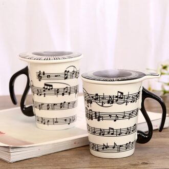 Creatieve Keramische Muziek Cup Muzieknoot Mok Paar Toetsenbord Paar Cup Met Deksel Kopje Koffie 1
