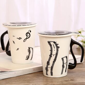 Creatieve Keramische Muziek Cup Muzieknoot Mok Paar Toetsenbord Paar Cup Met Deksel Kopje Koffie 3