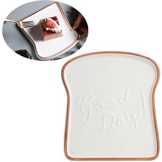 Creatieve Keramische Plaat Multifunctionele Ontbijt Plaat Toast Vormige Brood Plaat Salade Fruit Snack Tray Huishoudelijke Servies