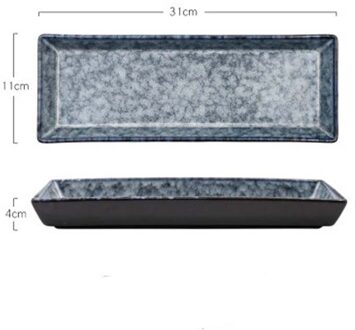 Creatieve Keramische Sushi Plaat Lange Plaat Rechthoekige Plaat Japanse Saury Plaat Koude Groente Sashimi Plaat Plaatsen Commerciële