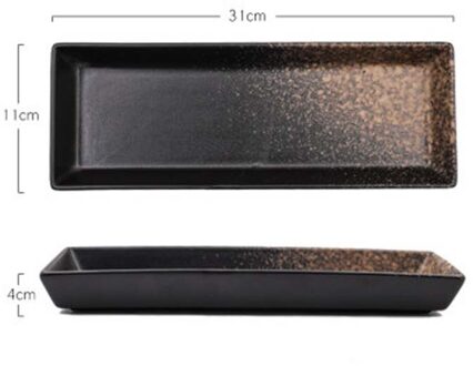 Creatieve Keramische Sushi Plaat Lange Plaat Rechthoekige Plaat Japanse Saury Plaat Koude Groente Sashimi Plaat Plaatsen Commerciële