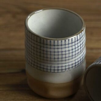 Creatieve Keramische Theekopje Japanse Arabische Melk Cups Retro Grof Aardewerk Koffiekopje Met Mat Lade Restaurant Drinken Mok D 150ML