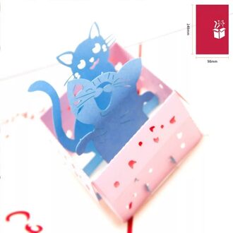 Creatieve Kinderen Handgemaakte Verjaardagskaart 3D Drie-Dimensionale Zegen Kaart Meisje Kat