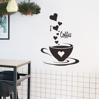 Creatieve Koffiekopje Muursticker Woonkamer Slaapkamer Home Decoratie Behang Restaurant Verwijderbare Muurschildering Cafe Decor Stickers