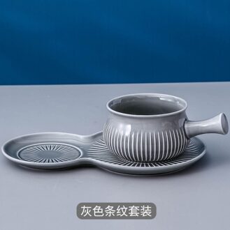 Creatieve Kom En Platen Ontbijt Slakom Studentenflat Met Handvat Japanse Bestek Plaat Dessertbord Voor Leuke Plaat B-grijs