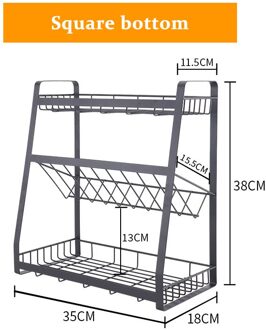 Creatieve Kruiden Rack Keuken Opslag Plank Zwart Drie Lagen Saus Fles Pot Kruiden Rack Keuken Accessoires Organizer style1