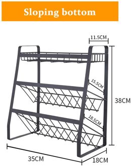Creatieve Kruiden Rack Keuken Opslag Plank Zwart Drie Lagen Saus Fles Pot Kruiden Rack Keuken Accessoires Organizer style2