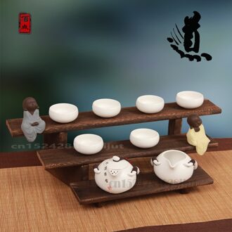 Creatieve Kung Fu Theekopje Rack Massief Houten Desktop Multilayer Thee Set Opslag Plank Display Rack Theeceremonie Antieke Plank Section A
