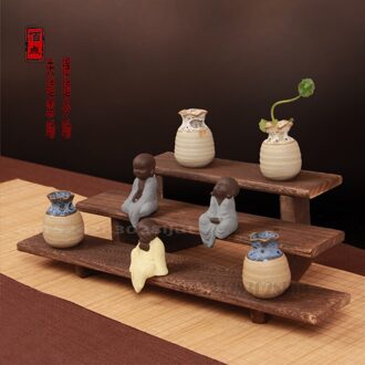 Creatieve Kung Fu Theekopje Rack Massief Houten Desktop Multilayer Thee Set Opslag Plank Display Rack Theeceremonie Antieke Plank Section B