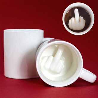Creatieve Leuke Mok Cup Koffie Melk Cup Novelty Wit Middelvinger Stijl Mok Water Cup Grappige Keramische Mok 300ml Cup