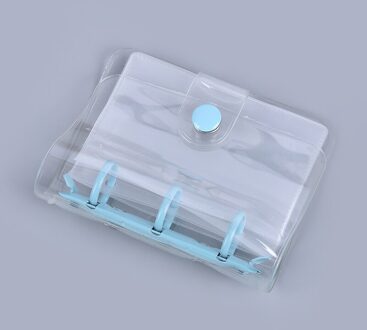 Creatieve Leuke Transparante 3 Ring Mini Losbladige Hand Boek Student Draagbare Notebook Ringband Kawaii Schoolbenodigdheden Blauw