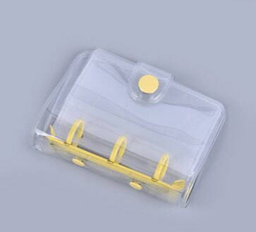 Creatieve Leuke Transparante 3 Ring Mini Losbladige Hand Boek Student Draagbare Notebook Ringband Kawaii Schoolbenodigdheden geel