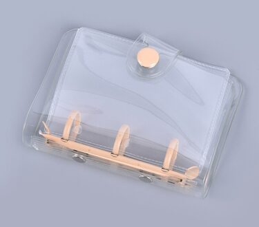 Creatieve Leuke Transparante 3 Ring Mini Losbladige Hand Boek Student Draagbare Notebook Ringband Kawaii Schoolbenodigdheden licht geel