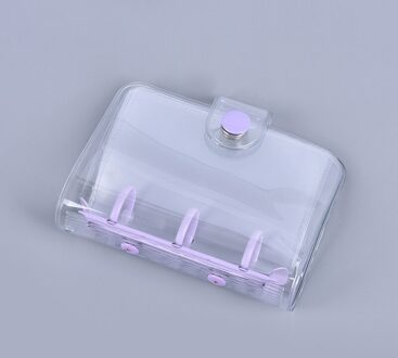 Creatieve Leuke Transparante 3 Ring Mini Losbladige Hand Boek Student Draagbare Notebook Ringband Kawaii Schoolbenodigdheden Paars