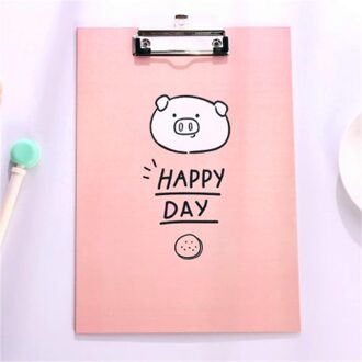 Creatieve Leuke Varken A4 Bestandsmap Studenten Board Clip School Test Paperclip Kantoor Bestand Levert Pad Plaat Schrijfbord Happy Day