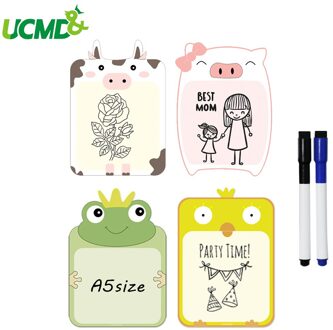 Creatieve Magnetische Whiteboard Sticker Voor Koelkast Koelkast Uitwisbare Schrijven Tekentafel Herinnering Opnemen Memo Bericht 4Pcs C14821BTZH03