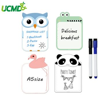 Creatieve Magnetische Whiteboard Sticker Voor Koelkast Koelkast Uitwisbare Schrijven Tekentafel Herinnering Opnemen Memo Bericht 4Pcs C14821BTZH04