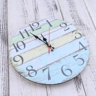 Creatieve Mediterrane Houten Ronde Wandklok Vintage Retro Wandklok (3)