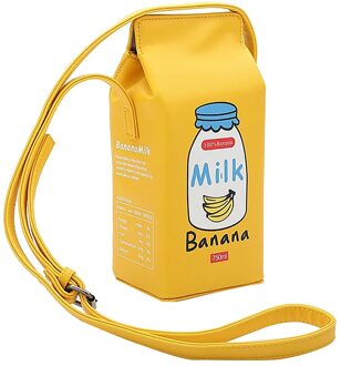 Creatieve Melk Doos Vormige Schoudertassen Vrouwen Mini Telefoon Portemonnee Zakken Kleine Pu Leer Vrouwelijke Crossbody Handtas # T30 geel
