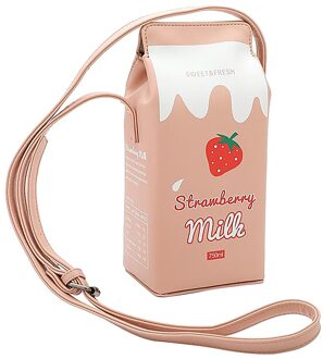 Creatieve Melk Doos Vormige Schoudertassen Vrouwen Mini Telefoon Portemonnee Zakken Kleine Pu Leer Vrouwelijke Crossbody Handtas # T30 roze