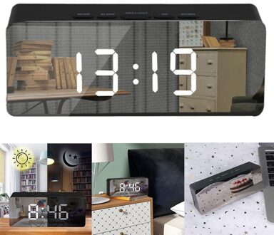 Creatieve Mode Led Digitale Wekker Nachtlampje Thermometer Display Spiegel Lamp