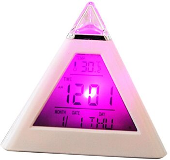 Creatieve Mode Piramide Digitale Klok Temperatuur Klok 7 Kleuren Led Change Backlight Led Wekker Tijd Datum Display