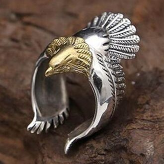 Creatieve Mode Rvs 1 Pcs Retro Eagle Vleugels Open Ring Mannen Ring 2