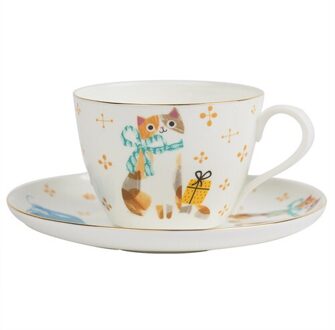 Creatieve Moderne Koffiekoppen Porselein Leuke Bone China Thee Koffiekoppen Witte Geschenkdoos Tazas Cafe Keuken Eetkamer bar EB50BD