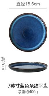 Creatieve Nordic Keramische Plaat Blauw Streep Platte Plaat Huishoudelijke Keramische Plaat Westerse Plaat Pasta Steak Plaat