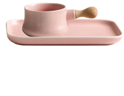 Creatieve Ontbijt Plaat Keramische Kom Plaat Huishouden Handvat Kom Dessert Westerse Gerechten Plaat Servies Set roze