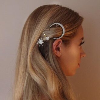 Creatieve Pak Combinatie Haar Ornament Eenvoudige Geometrie Maan Ster Met Kristal Haarspelden Vrouwelijke