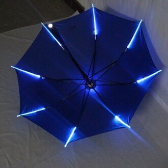 Creatieve Paraplu Multicolor LED Flash Light Cool Lichtgevende Paraplu Night Veilige Bescherming Blauw