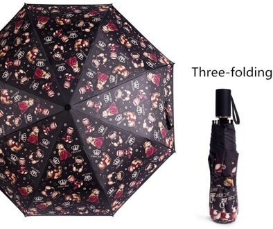 Creatieve Paraplu Regen Vrouwen Vijf Opvouwbare Paraplu Zakken Paraplu Regen Vrouwen Leuke Kleine Beer Strand Paraplu zwart-A